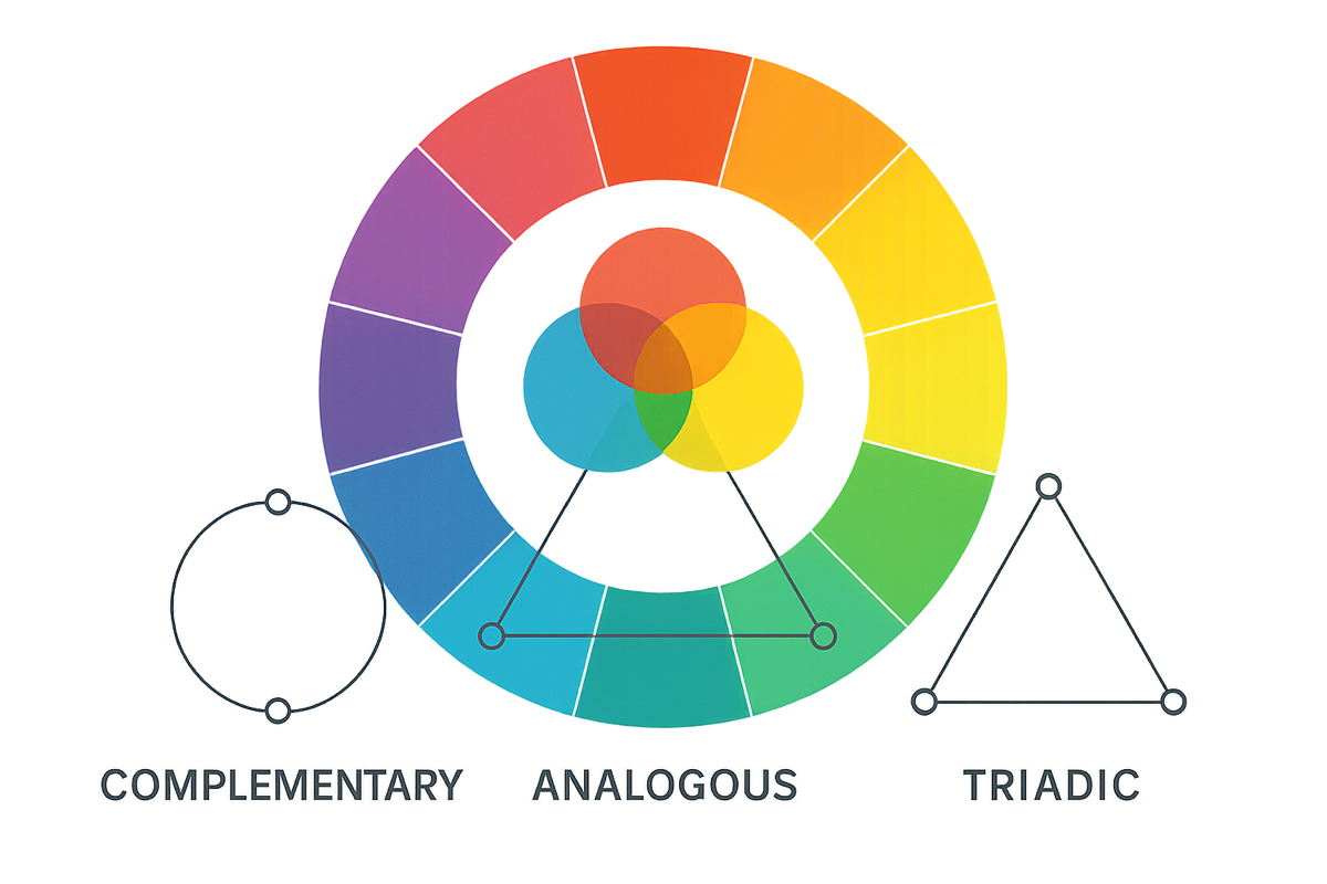 Color Theory Guide - color wheel and palette illustration