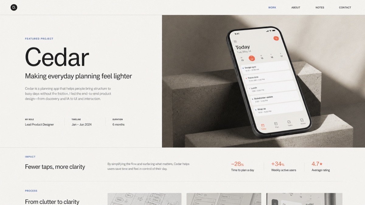 Fictional Cedar product design portfolio case study