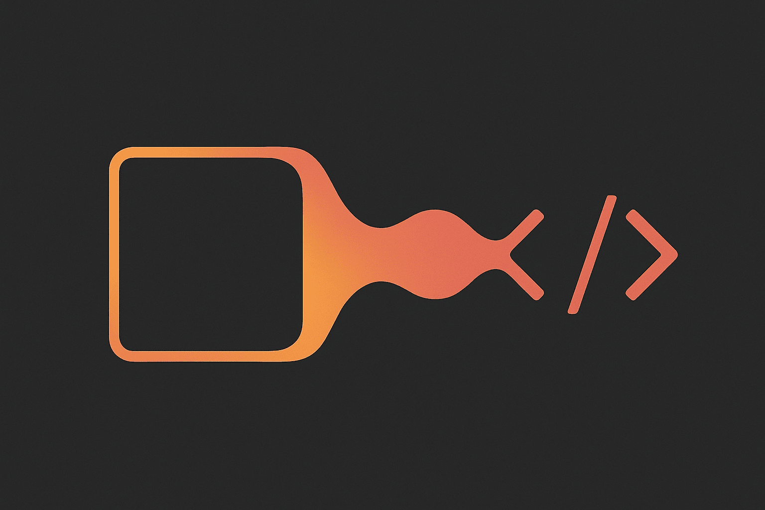 Abstract illustration of design and code context flowing together on a dark background with warm accents