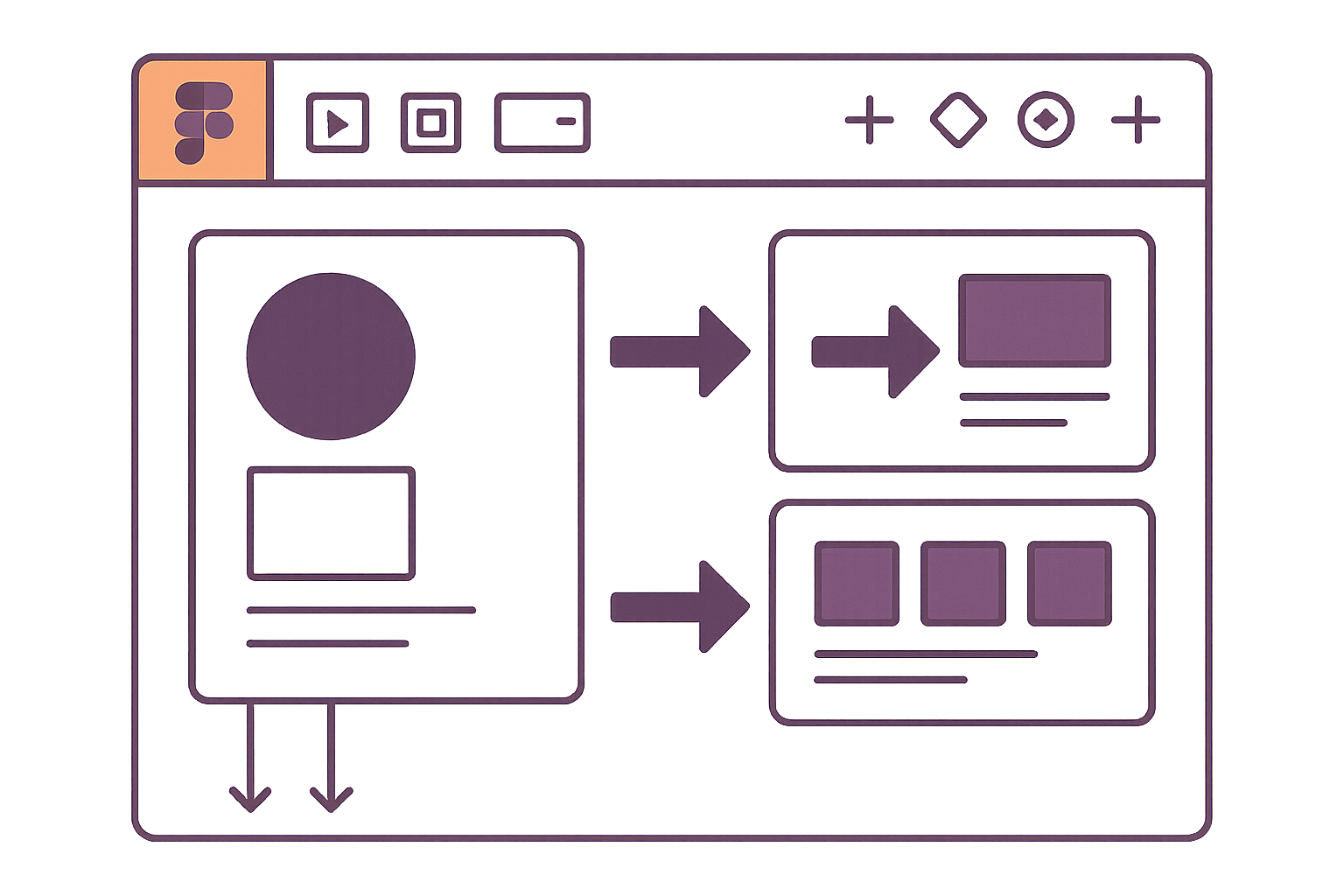 Build a portfolio in Figma - illustration of Figma interface with portfolio frames