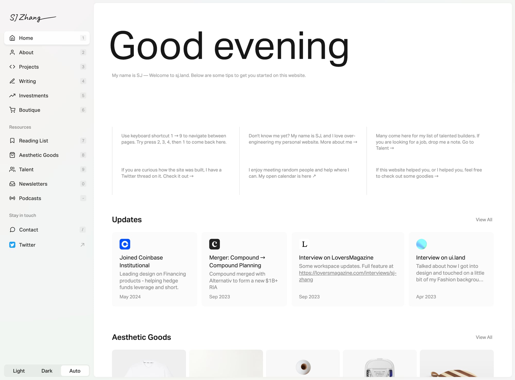 SJ Zhang's portfolio