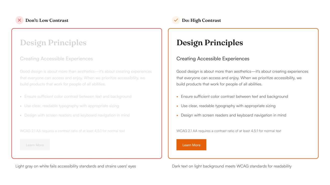 Visual example of poor color contrast