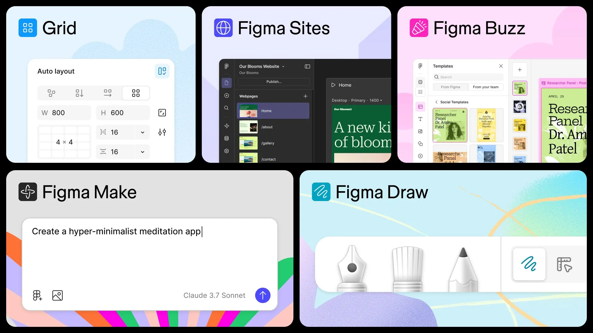 Before and after: Complex layouts now possible with Figma's Grid feature